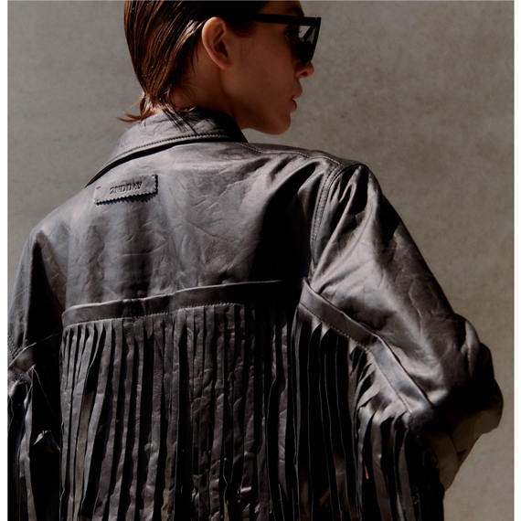 2NDDAY Bruchet Fine Leather Jakke, Meteorite Black 